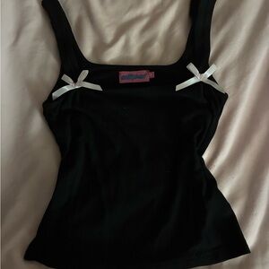 Black tank top with bows size xs